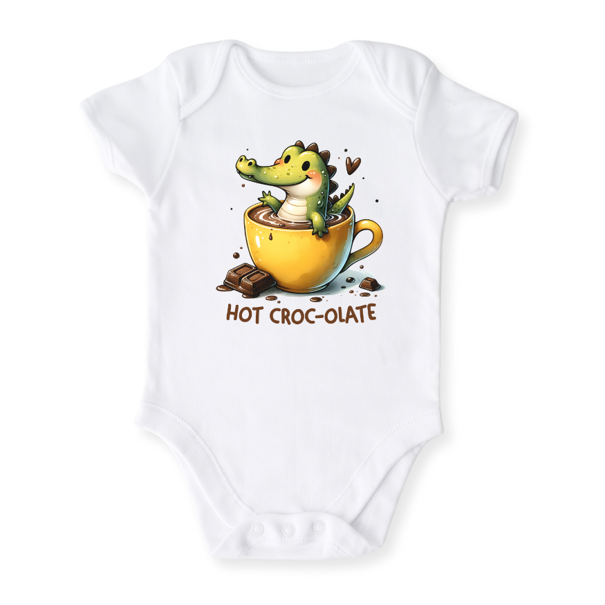 Hot Croco-late Baby Bodysuit – Cute Crocodile Kids T-Shirt & Toddler Tee, Funny Animal-Themed Outfit