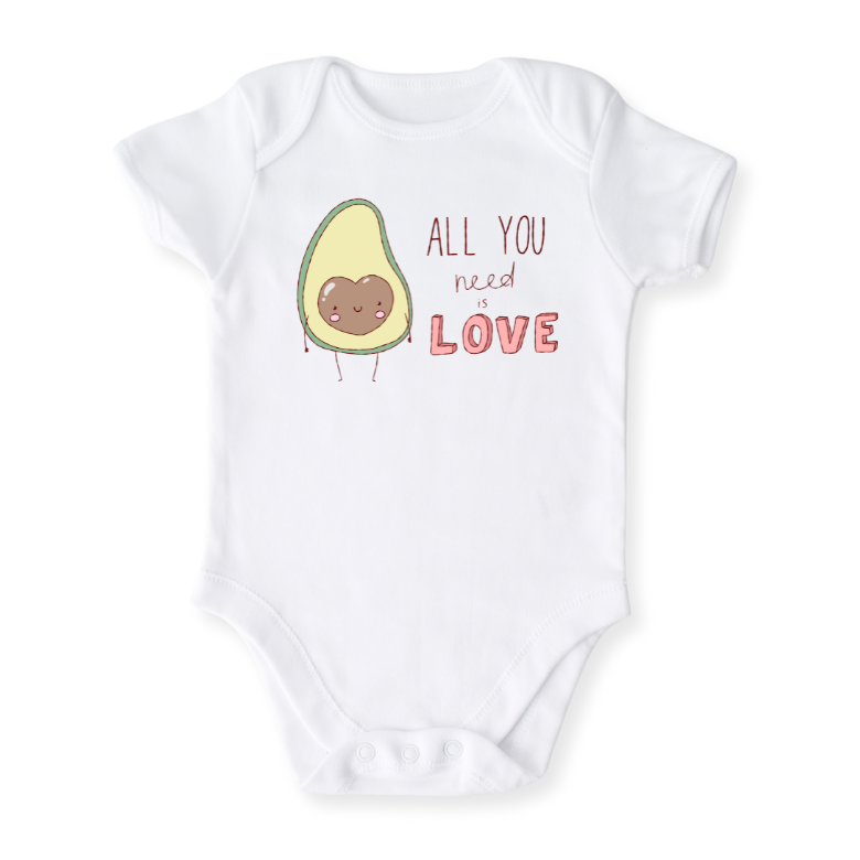 All You Need Is Love Avocado Baby Bodysuit – Avocado Kids T-Shirt Fruits Themed Outfit