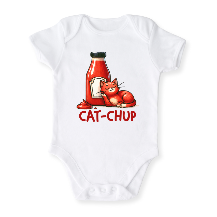 Cat-chup Funny Cat Baby Bodysuit – Cute Ketchup Kids T-Shirt Toddler Tee, Cat Lover Outfit