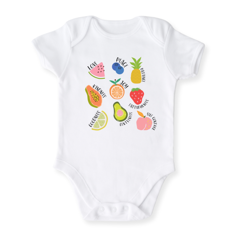 Fruits of the Spirits Tropical Fruits Baby Bodysuit – Inspirational Kids Tshirt