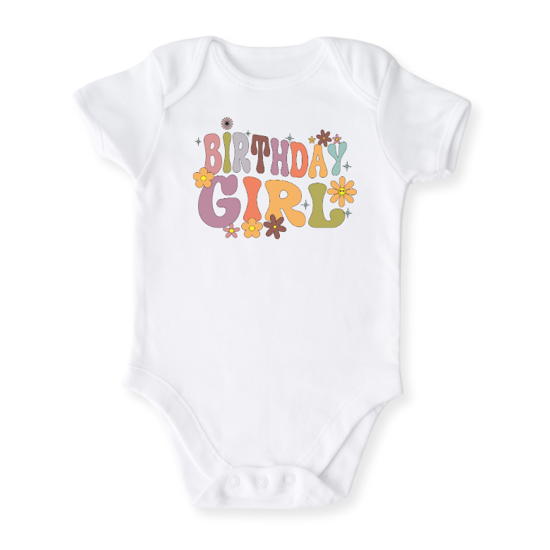 Cute Birthday Girl Tshirt Birthday Outfit for Baby, Kids Tee, Retro Birthday Shirt