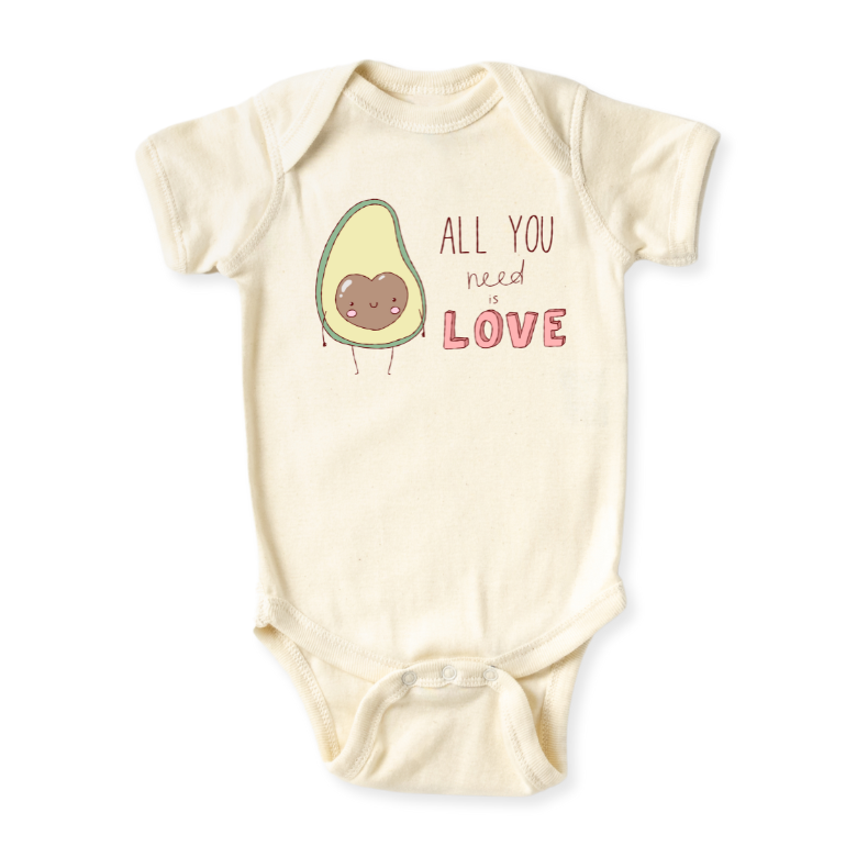 All You Need Is Love Avocado Baby Bodysuit – Avocado Kids T-Shirt Fruits Themed Outfit