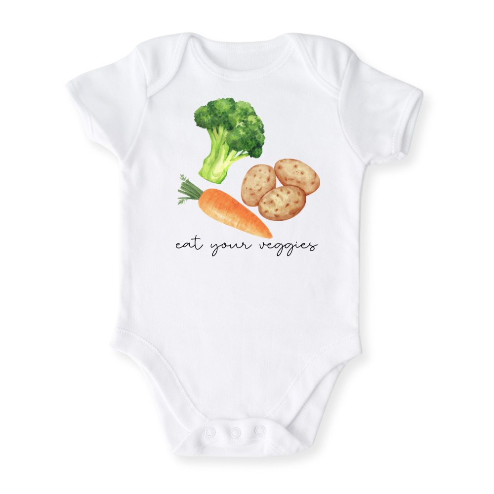 Eat Your Veggies Cute Baby Bodysuit, Kids & Toddler T-Shirt – Vegeterian Outfit Vegan Baby Clothes