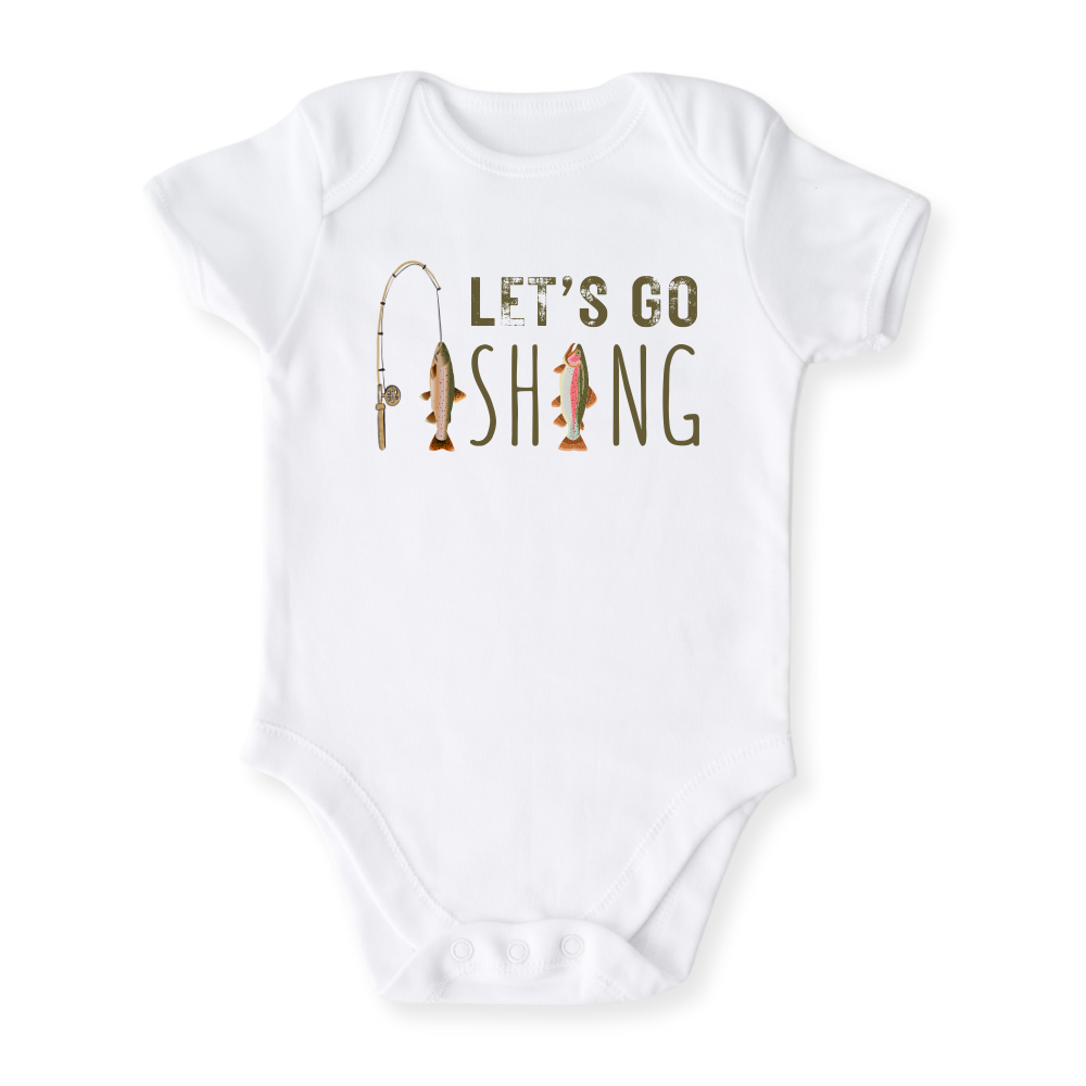Let's Go Fishing Baby Bodysuit Fishing Tshirt for Kids Toddler Tee Cute Baby Gift for Baby Clothes Fishing Outfit