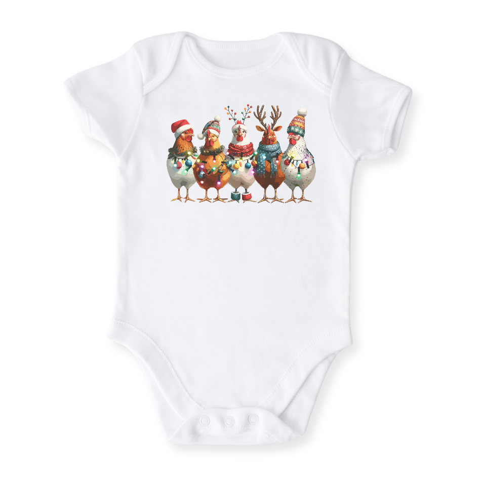Christmas Baby Bodysuit Funny Chickens Tshirt for Kids Toddler Tee Funny Christmas Gift for Baby Clothes