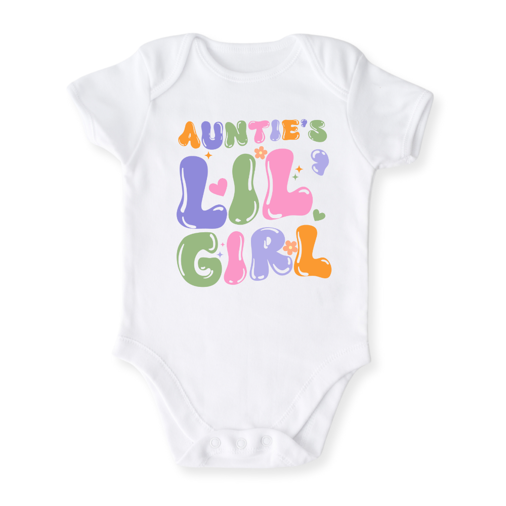 Auntie's Lil Girl Baby Bodysuit Toddler & Kids T-Shirt, Gift for Niece Tshirt Cute Girls Clothes