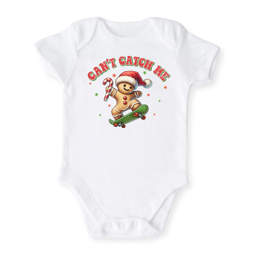 Can't Catch Me Tshirt Christmas Baby Bodysuit, Kids & Toddler T-Shirt – Doughmie Cookie Xmas Outfit