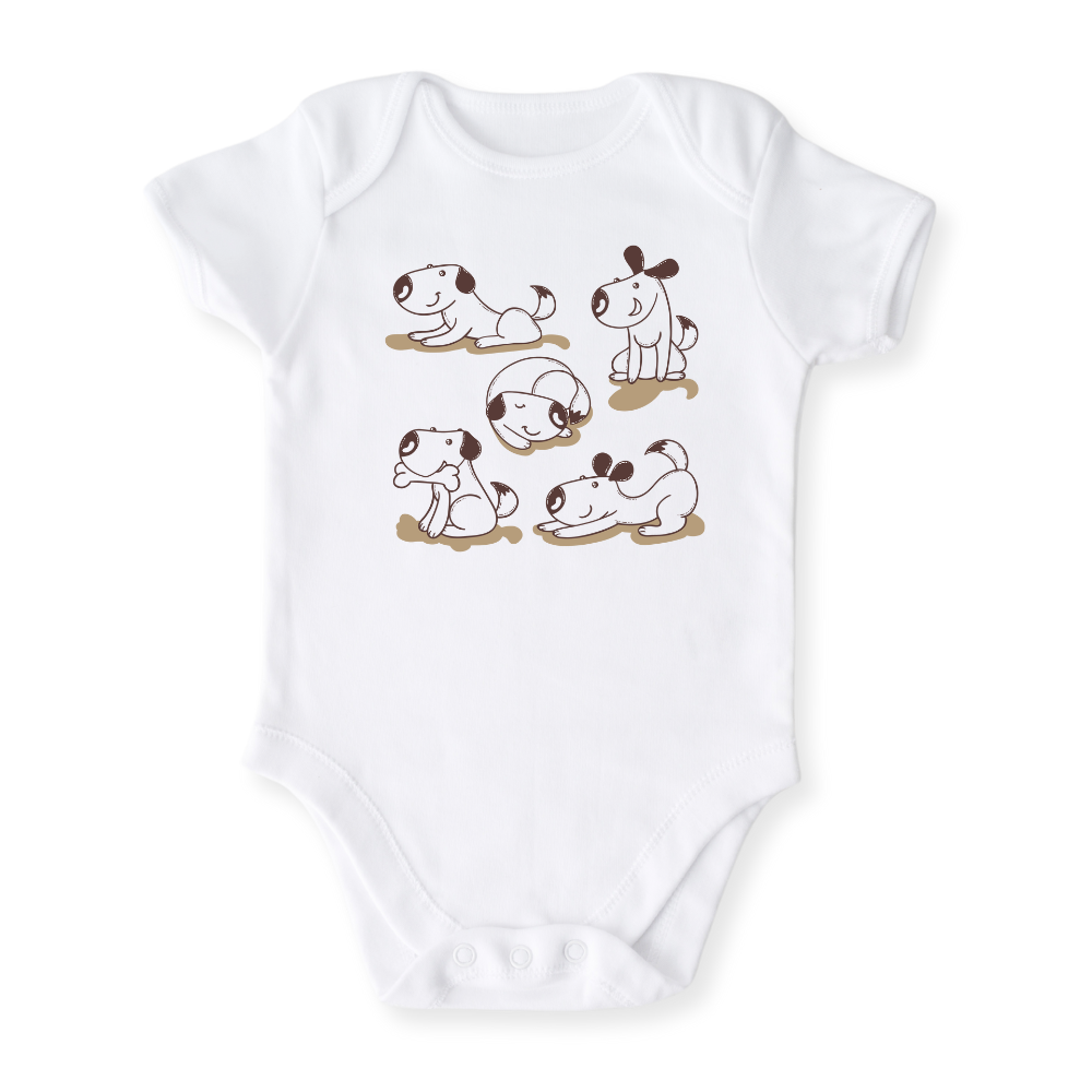 Cute Dogs Baby Bodysuit, Children & Adult T-Shirt – Playful Puppy Outfit