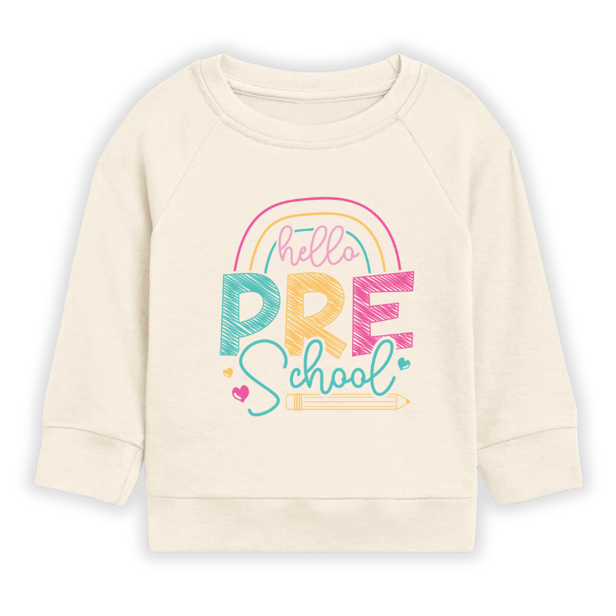Hello Pre School Tshirt – Cute Rainbow Kids T-Shirt & Toddler Tee, Back-to-School Outfit for Preschoolers