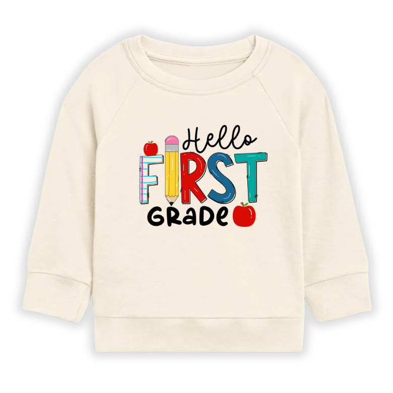 Hello First Grade Tshirt Cute Kids T-Shirt Toddler Tee, Back-to-School Outfit