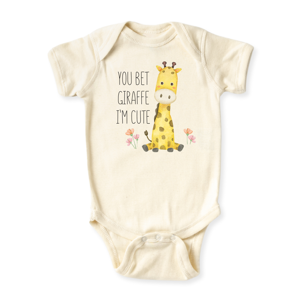 baby onesie onsie clothes girl boy funny newborn gifts outfit toddler infant apparel shirt baby shower kids unisex bodysuit little cute cool clothing mommy cotton newborn personalized giraffe i'm cute wild animals