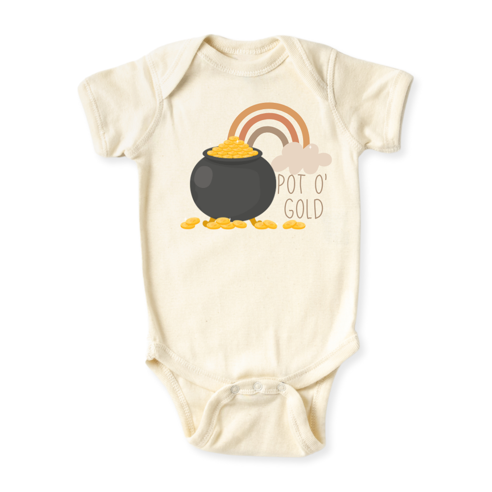Pot o' gold Boho Rainbow Baby Bodysuit = Tshirt for Kids & Toddler Tee, Baby Gift for Newborn Outfit