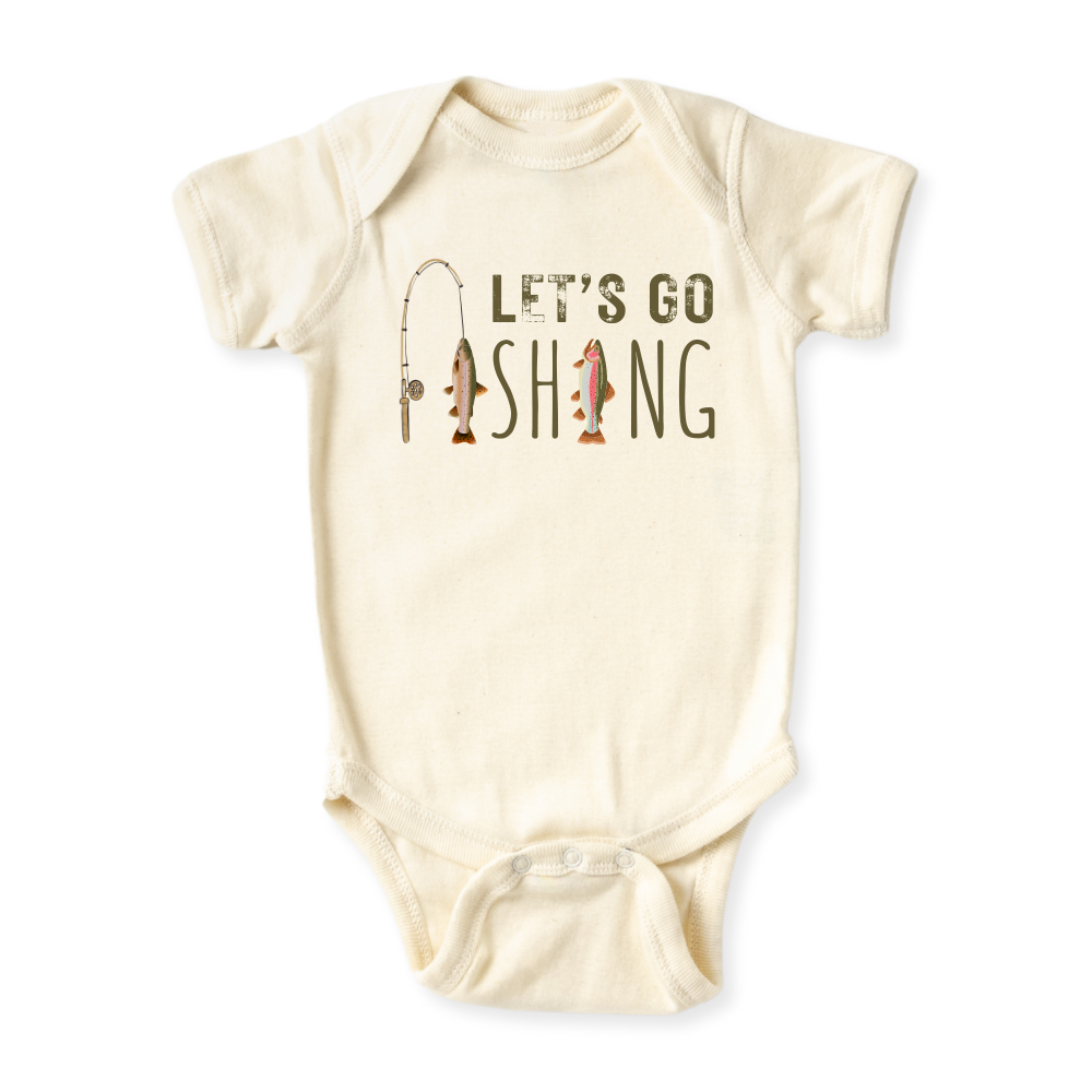 Let's Go Fishing Baby Bodysuit Fishing Tshirt for Kids Toddler Tee Cute Baby Gift for Baby Clothes Fishing Outfit
