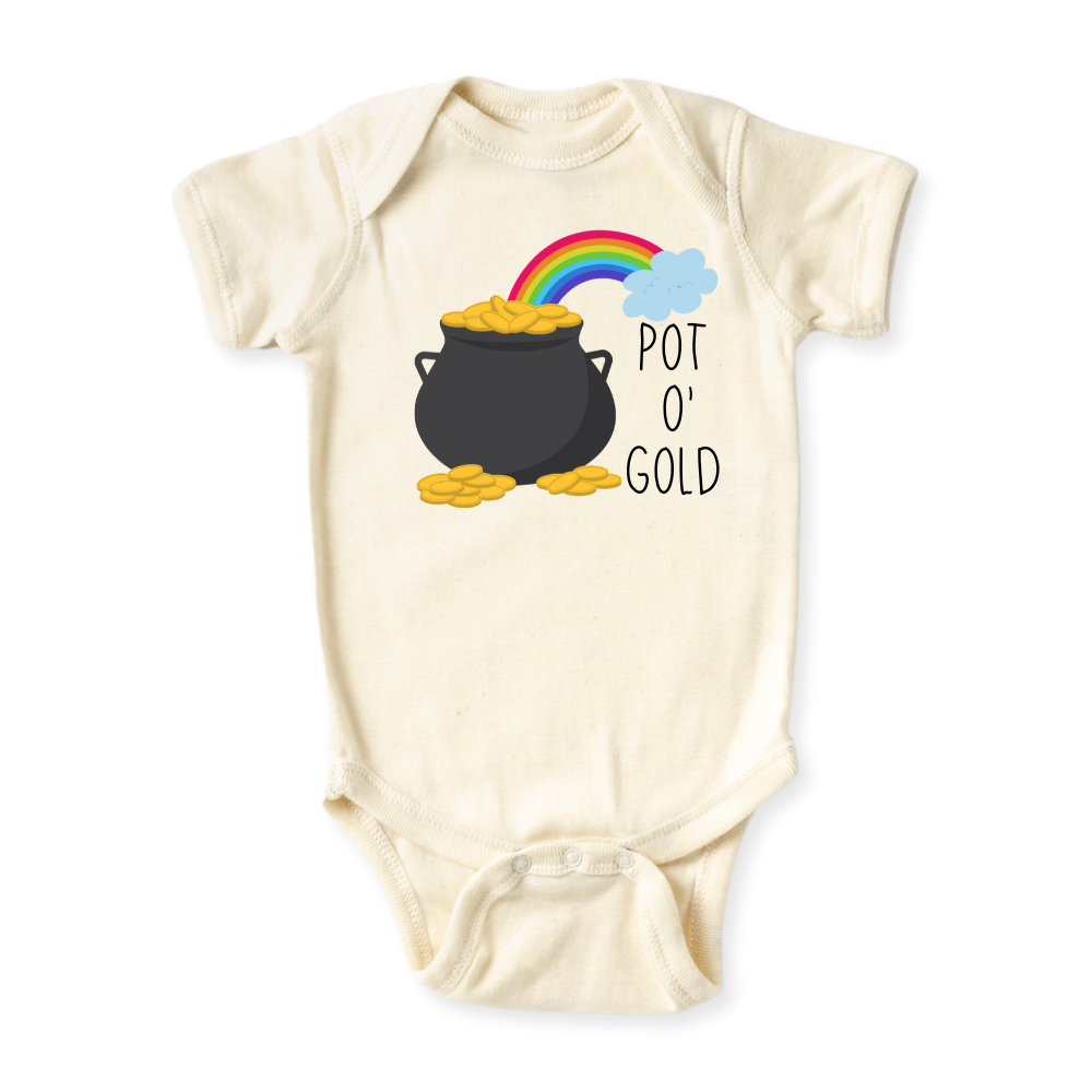 baby onesie onsie clothes girl boy funny newborn gifts outfit toddler infant jersey apparel daddy shirt baby shower kids unisex bodysuit little cute cool clothing mommy cotton newborn Pot Of Gold Rainbow saint patrick