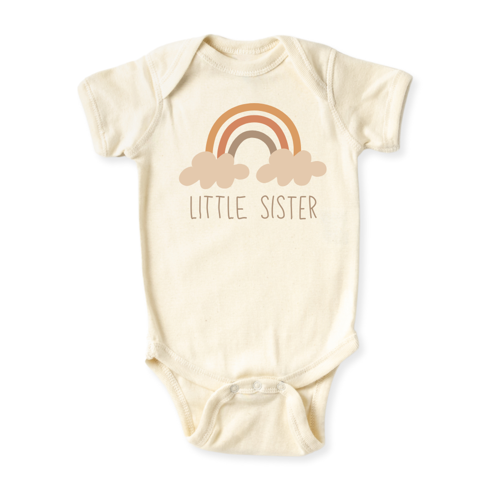 baby onesie onsie clothes girl boy funny newborn gifts outfit toddler infant jersey apparel daddy shirt baby shower kids unisex bodysuit little cute cool clothing mommy cotton newborn Little Siter Big Sister Rainbow