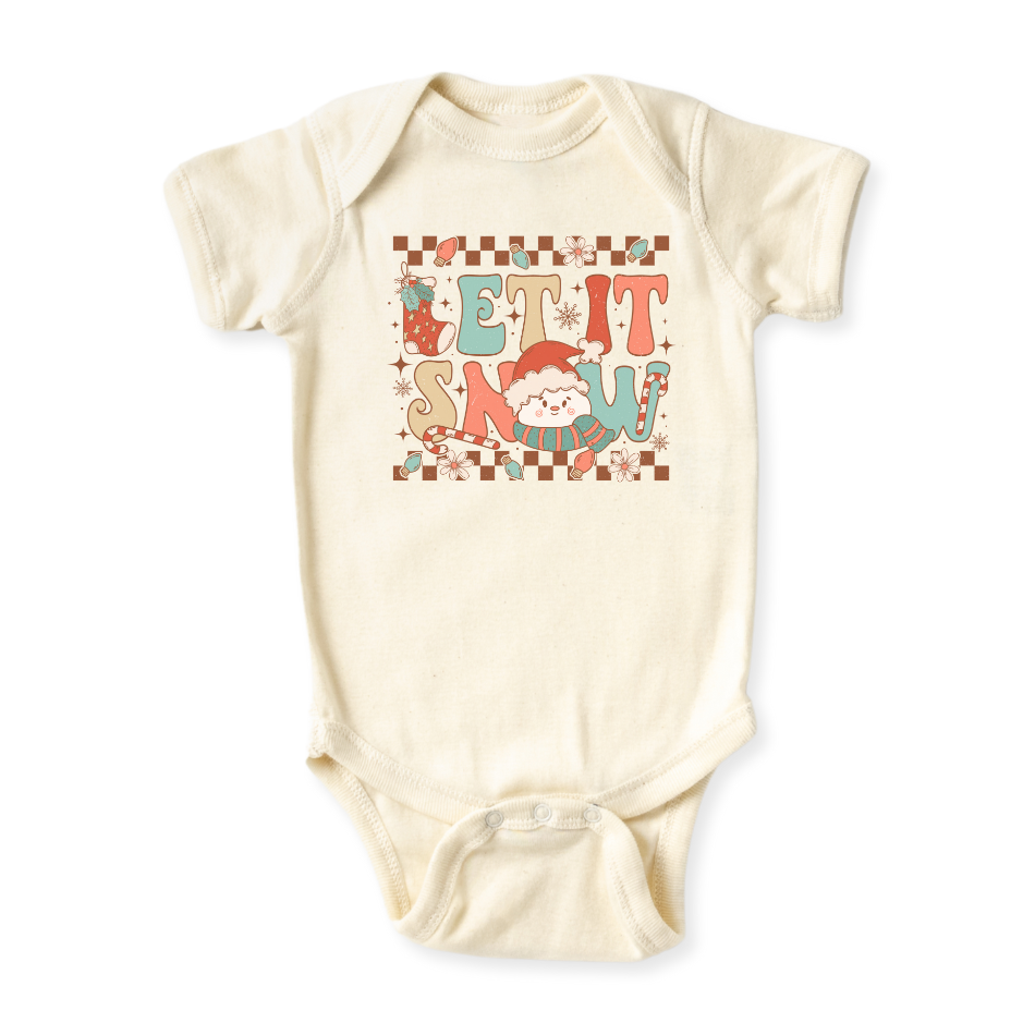 Let is Snow Christmas Baby Bodysuit Cute Tshirt for Kids Toddler Tee Christmas Gift for Baby Clothes