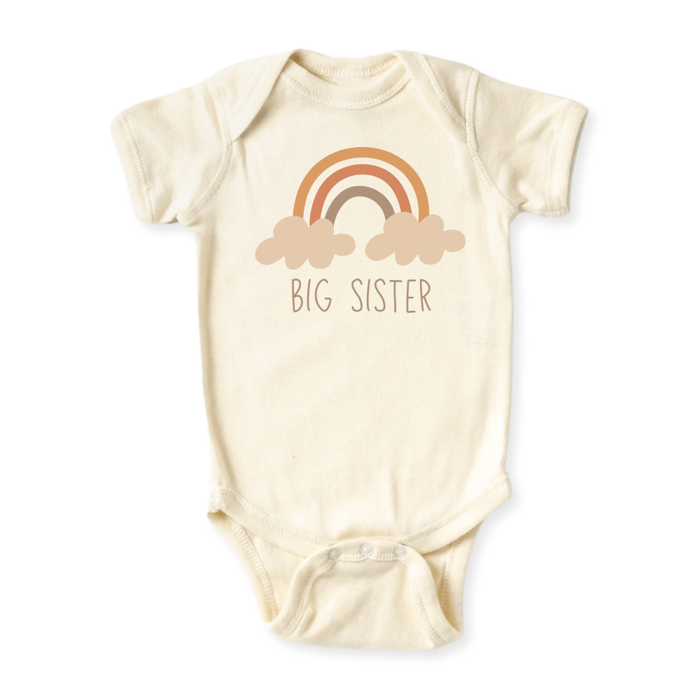 Big Sister Boho Rainbow Tshirt, Big Sister Announcement Shirt for Kids, Family Tee