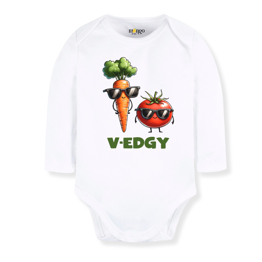 V-Edgy Baby Bodysuit, Cute Carrot & Tomato Design Kids T-Shirt & Toddler Tee, Fun Veggie-Themed Outfit