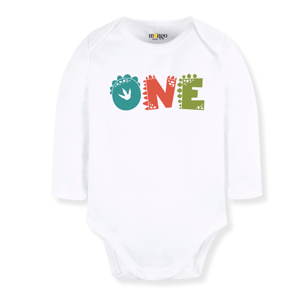 "ONE" Dinosaur Baby Onesie, 1st Birthday Toddler T-Shirt, Cute Dinosaur Birthday Outfit for Kids, Boys & Girls, First Birthday Shirt