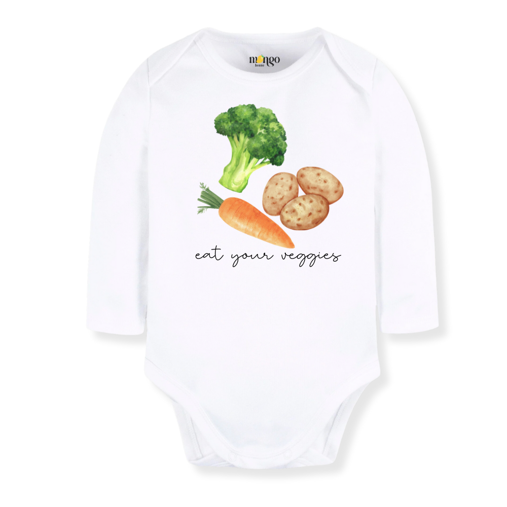 Eat Your Veggies Cute Baby Bodysuit, Kids & Toddler T-Shirt – Vegeterian Outfit Vegan Baby Clothes