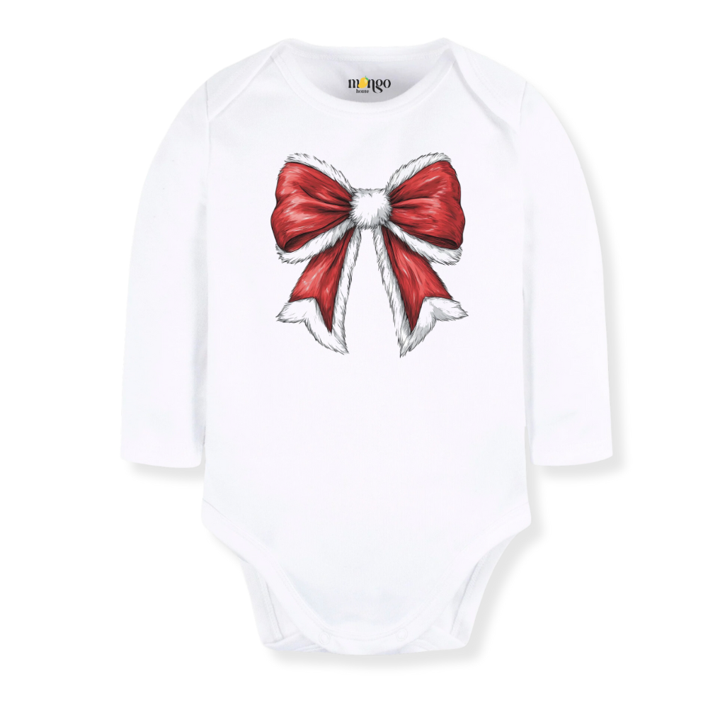 Red Bow Christmas Baby Bodysuit, Kids & Toddler T-Shirt – Xmas Outfit for Girls Shirt Cute Bow