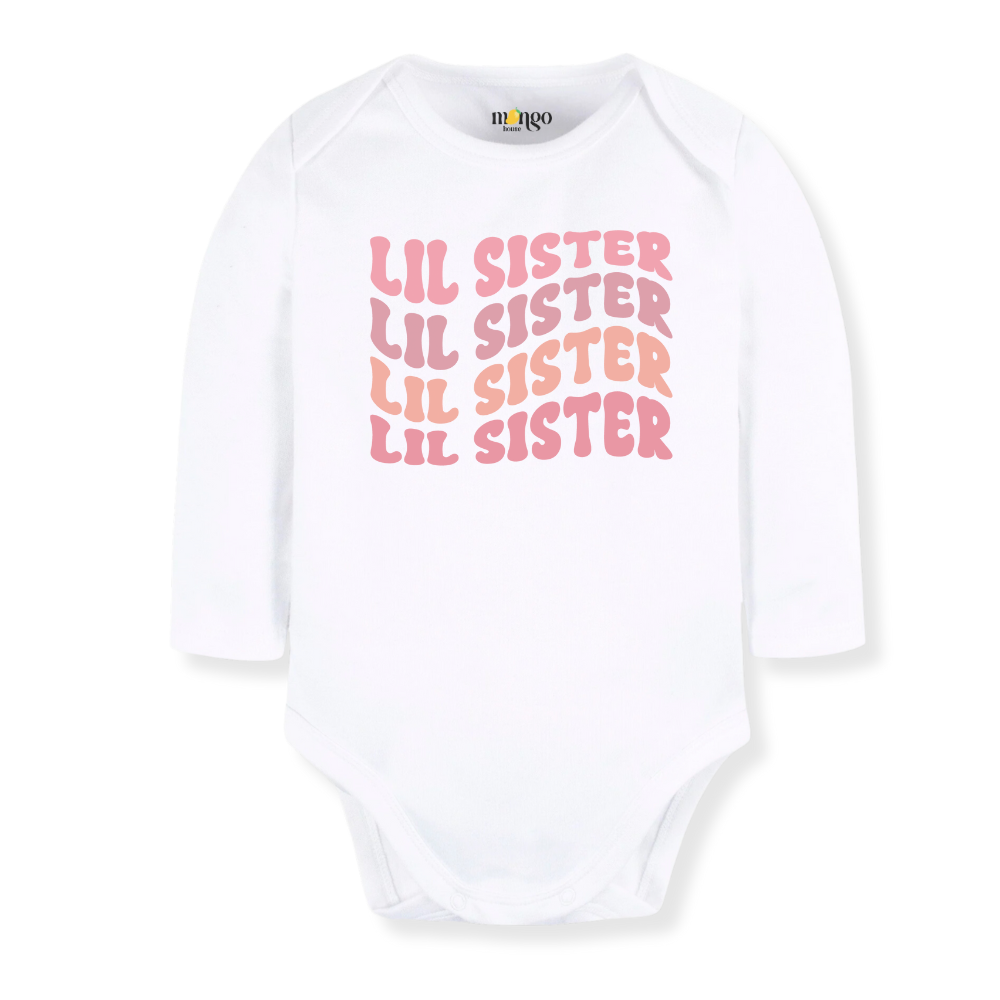 Little Sister Baby Bodysuit Pastel Pink Sister Tshirt for Kids Siblings Tee, Big Sister Surprise