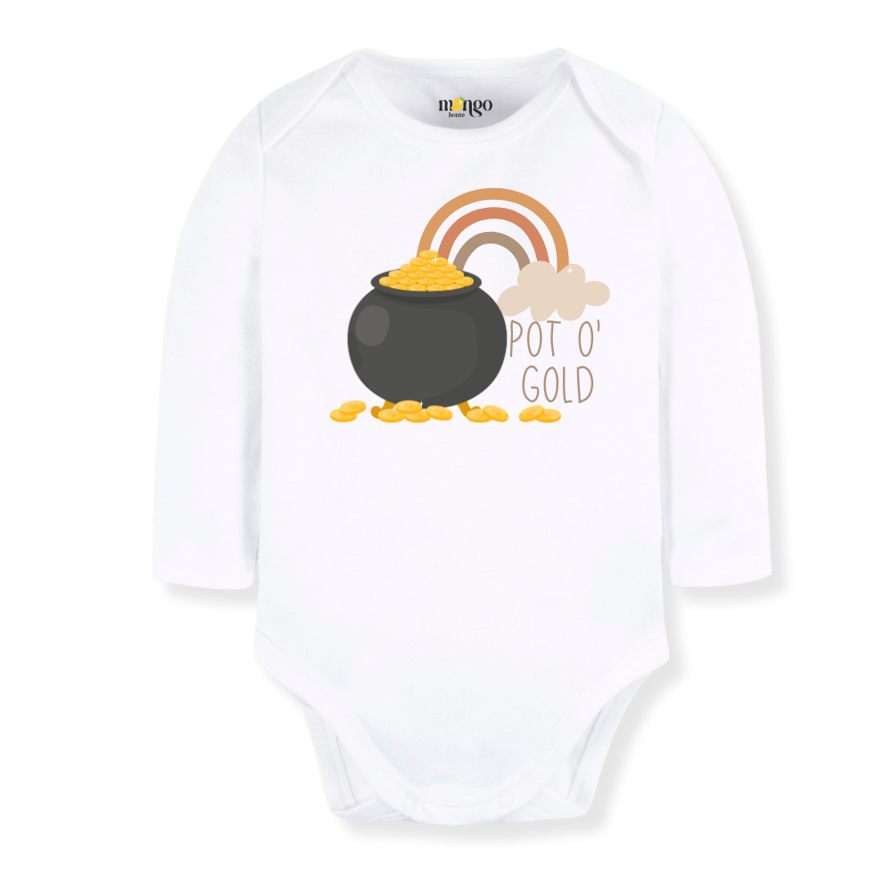 Pot o' gold Boho Rainbow Baby Bodysuit = Tshirt for Kids & Toddler Tee, Baby Gift for Newborn Outfit