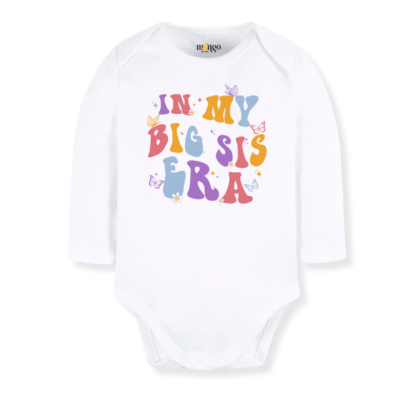 In My Big Sis Era Big Sister Tshirt Girl Bodysuit, Retro Toddler & Kids T-Shirt, Big Sister Announcement Tee