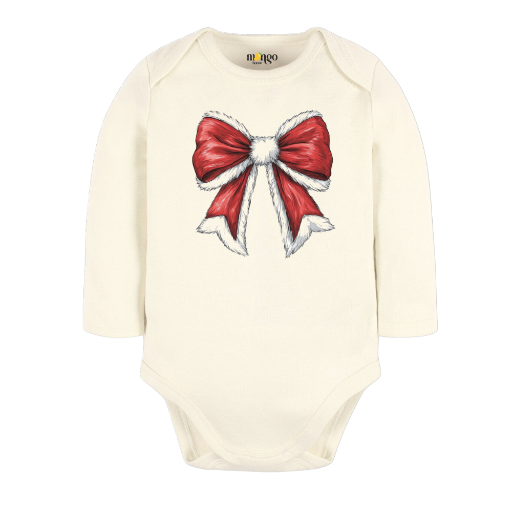 Red Bow Christmas Baby Bodysuit, Kids & Toddler T-Shirt – Xmas Outfit for Girls Shirt Cute Bow