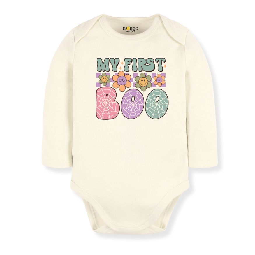 My First Halloween Baby Bodysuit, Halloween Toddler & Kids T-Shirt - 'My First Boo' Cute Ghost Graphic Tee