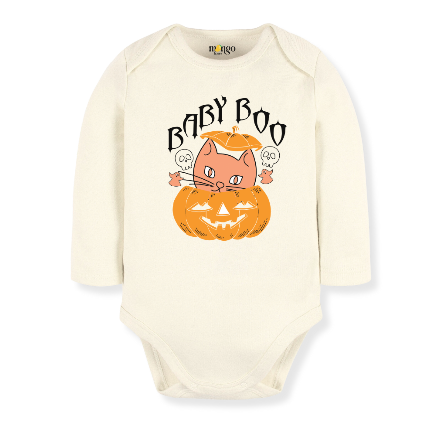 Baby Boo Baby Bodysuit, Cute Halloween Toddler & Kids T-Shirt, Pumpkin Halloween Cat Shirt