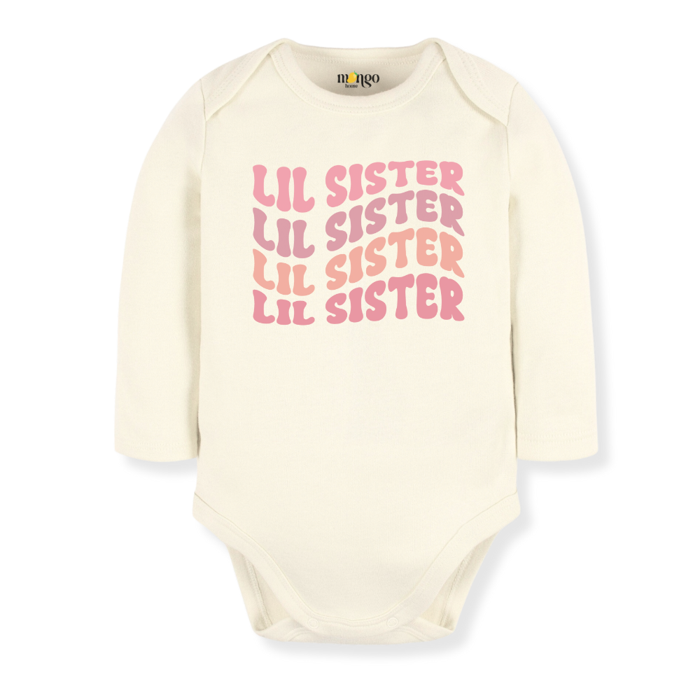Little Sister Baby Bodysuit Pastel Pink Sister Tshirt for Kids Siblings Tee, Big Sister Surprise