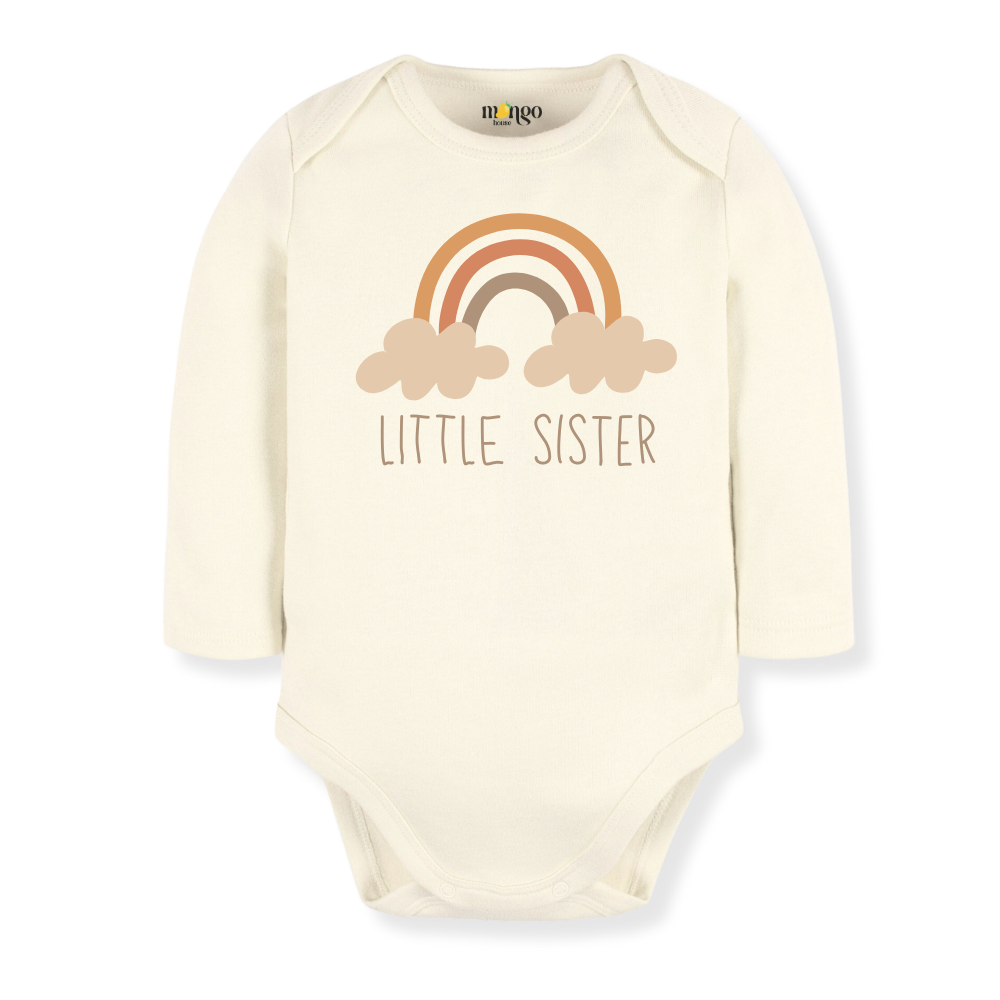 Little Sister Boho Rainbow Baby Bodysuit Sister Tshirt for Kids Siblings Tee, Baby Gift for Newborn Outfit