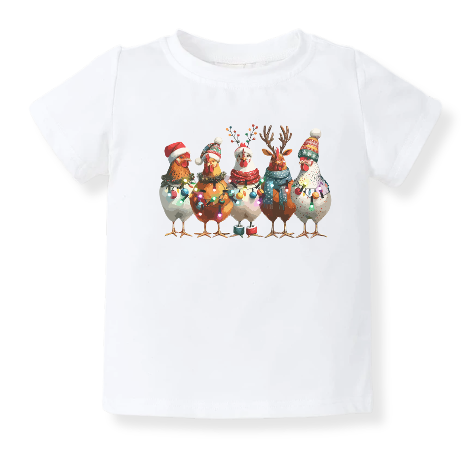 Christmas Baby Bodysuit Funny Chickens Tshirt for Kids Toddler Tee Funny Christmas Gift for Baby Clothes