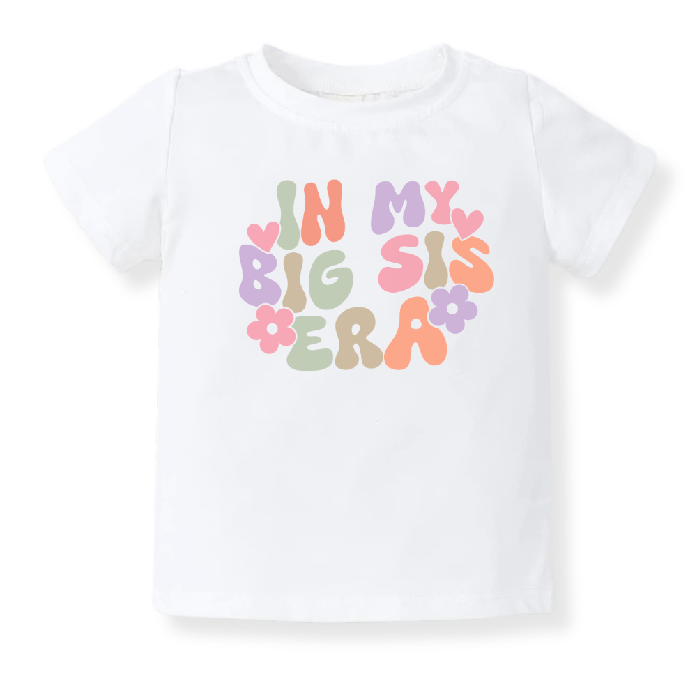 In My Big Sis Era Big Sister Tshirt Sister Baby Bodysuit Toddler & Kids T-Shirt, Big Sister Announcement
