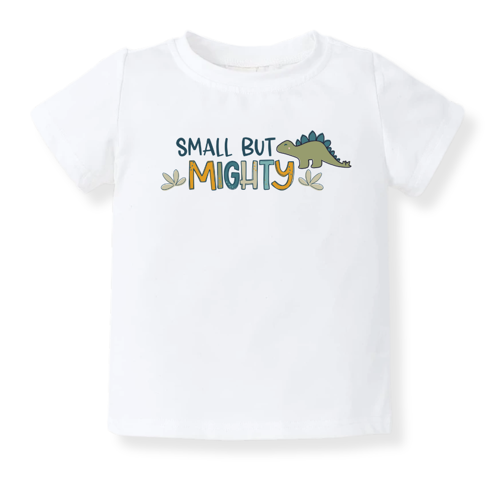 Small but Mighty Dinosaur Tshirt Dino Baby Bodysuit Toddler & Kids T-Shirt, Dinosaur Outfit