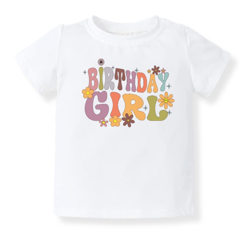 Cute Birthday Girl Tshirt Birthday Outfit for Baby, Kids Tee, Retro Birthday Shirt
