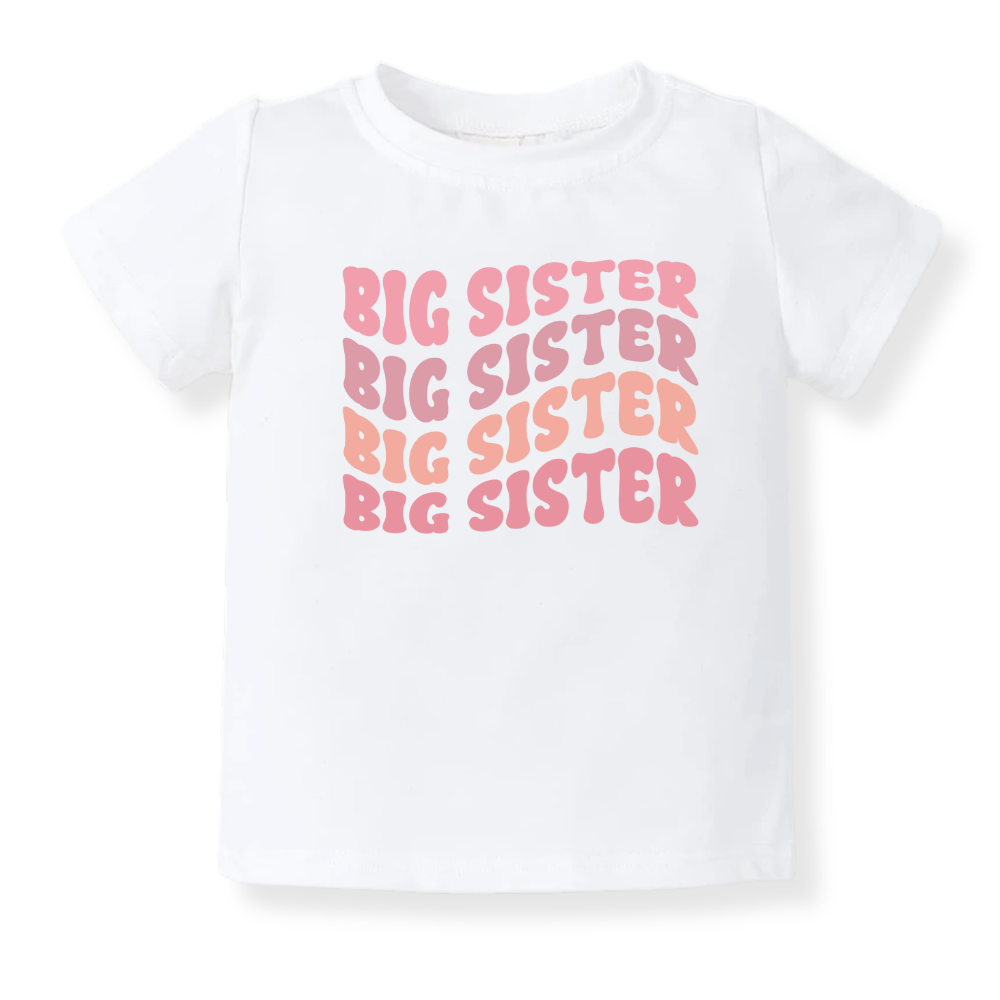 baby onesie onsie clothes girl boy funny newborn gifts outfit toddler infant jersey apparel daddy shirt baby shower kids unisex bodysuit little cute cool clothing mommy cotton newborn Little Siter Big Sister Pastel Pink