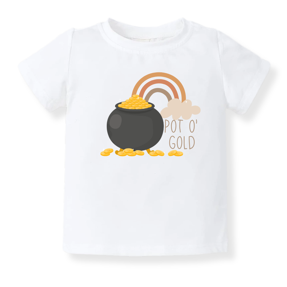 Pot o' gold Boho Rainbow Baby Bodysuit = Tshirt for Kids & Toddler Tee, Baby Gift for Newborn Outfit