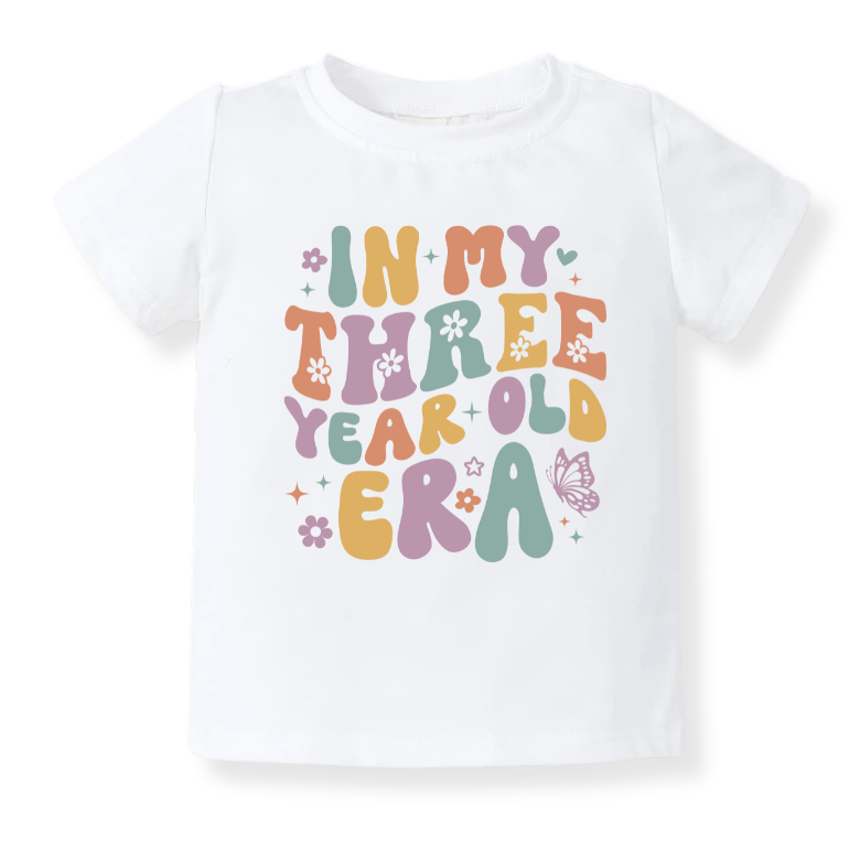 Three Years Old Tshirt for Kids, Retro Toddler & Kids T-Shirt, Clothes Birthday Gift for Girl Third Birthday Outfit