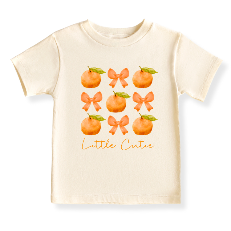 Little Cutie Baby Bodysuit with Cute Bows & Orange Design – Custom Baby Clothes, Unisex Newborn Gift, Kids & Toddler T-shirt
