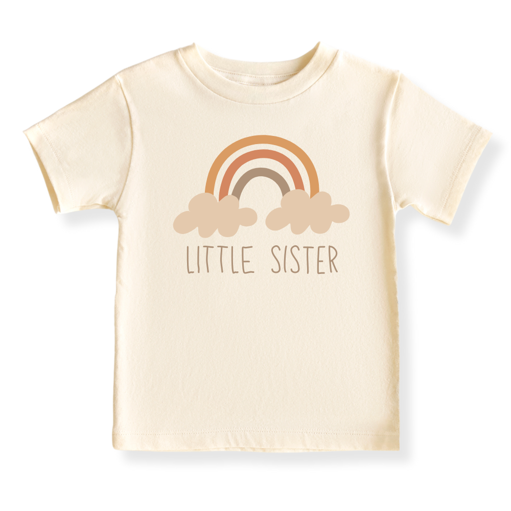 Little Sister Boho Rainbow Baby Bodysuit Sister Tshirt for Kids Siblings Tee, Baby Gift for Newborn Outfit
