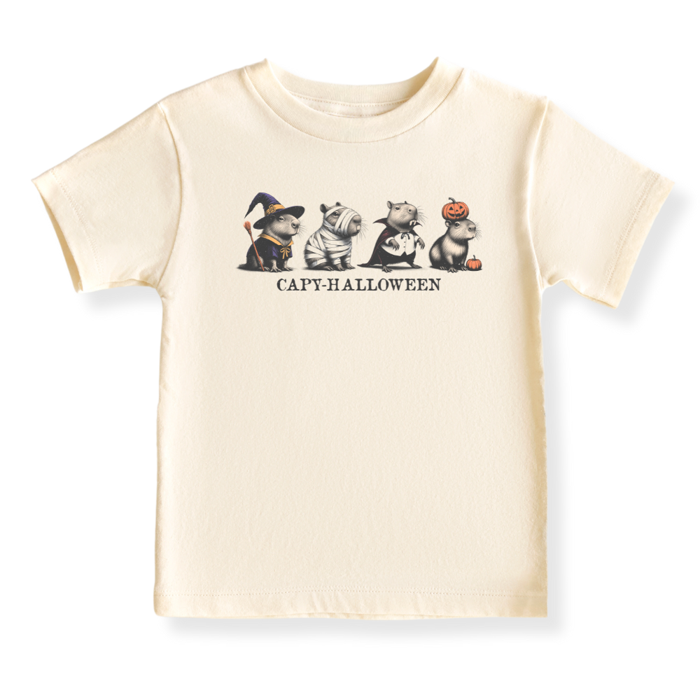 Capy-Halloween Baby Bodysuit Capybara Halloween Shirt for Kids Toddler Halloween Capybara T-Shirt Capybara Fall Outfit Halloween Shirt for Toddlers with Animals Baby Shower Gift for Newborn Clothes