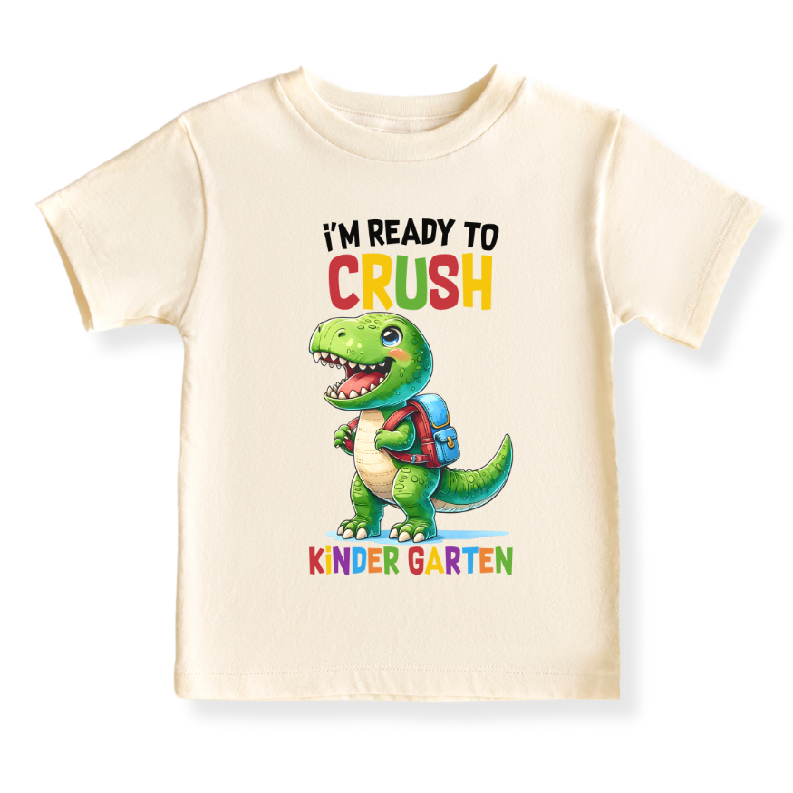 I'm Ready to Crush Kindergarten Tshirt, Dinosaur Kids T-Shirt Toddler Tee, Back-to-School Outfit
