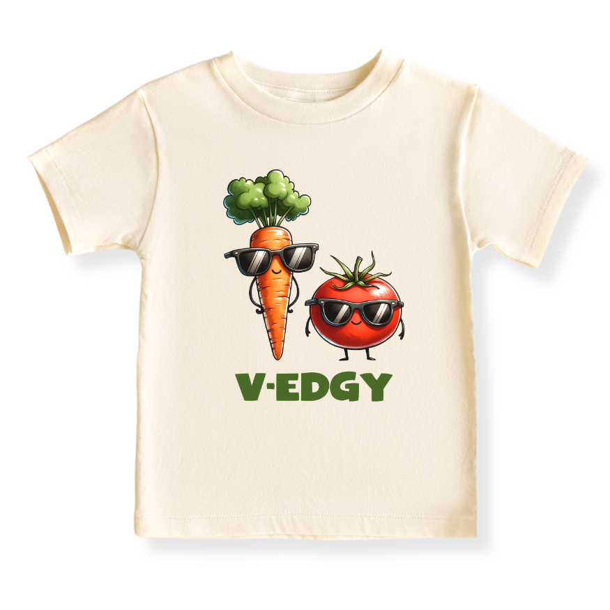V-Edgy Baby Bodysuit, Cute Carrot & Tomato Design Kids T-Shirt & Toddler Tee, Fun Veggie-Themed Outfit