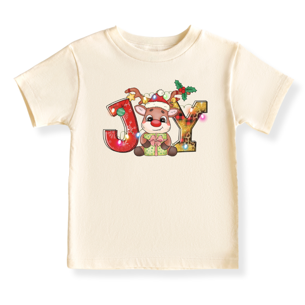 JOY Christmas Baby Bodysuit, Reindeer Kids & Toddler T-Shirt – Holiday Outfit for Boys and Girls