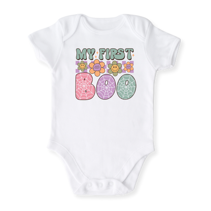 My First Halloween Baby Bodysuit, Halloween Toddler & Kids T-Shirt - 'My First Boo' Cute Ghost Graphic Tee