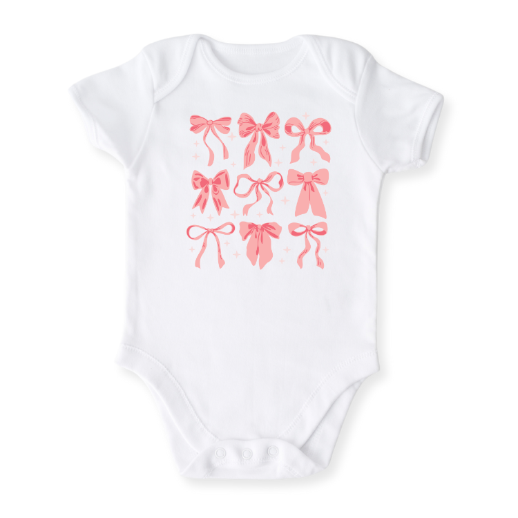 Cute Bows Baby Bodysuit – Premium Custom Baby Clothes, Pink Newborn Gift Outfit, Baby Girl Kids T-shirt