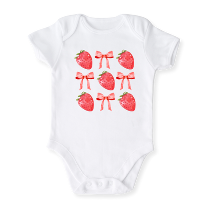 Cute Strawberries & Bows Baby Bodysuit, Newborn & Kids Tshirt, Strawberries Sweatshirt