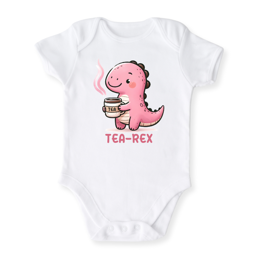 Tea-Rex Baby Bodysuit – Cute Dinosaur Kids T-Shirt & Toddler Tee, Dinosaur Sweater